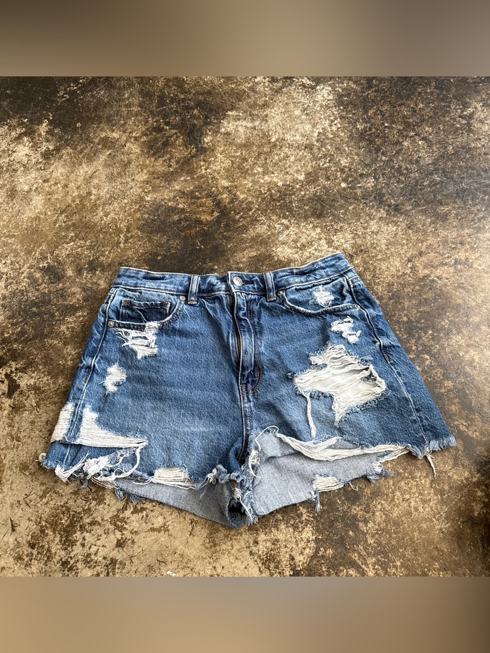 American Eagle Outfitters Distressed Denim Mom Shorts
